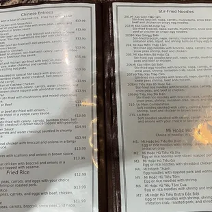 a menu on a table