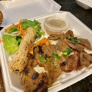 B1: Vermicelli Noodles with Grilled Pork &amp; Shrimp with egg roll