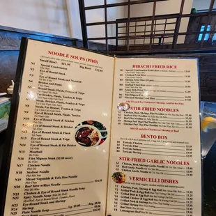a menu in a restaurant