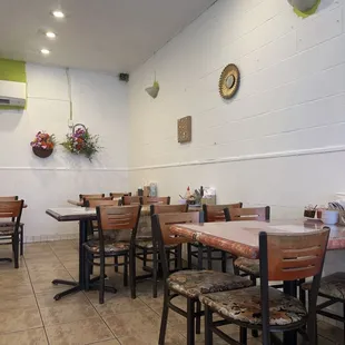 tables and chairs in a restaurant