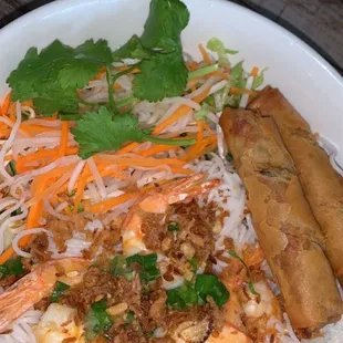 Bún Tôm Nướng Chả Giò (shrimp vermicelli w/ egg rolls)