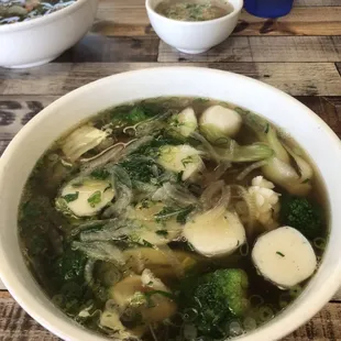 Seafood pho with vegetables