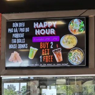 Happy Hour menu (2-5pm) 6/11/24