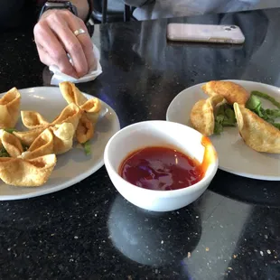 Crab Cheese Wontons and Pot Stickers