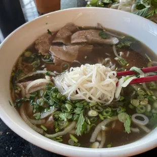 Large rare steak pho