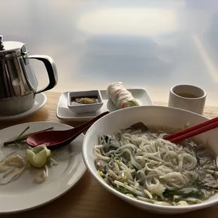 lunch special With Pho Thai, spring roll, and jasmine tea