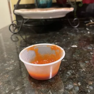 Portion of hot sauce