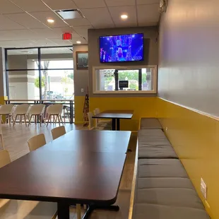 a long table and benches in a restaurant
