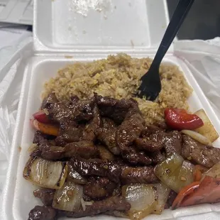 Shaken Beef with Fried Rice