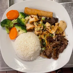 a plate of asian food