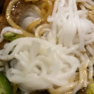 Slimy over cooked noodles.