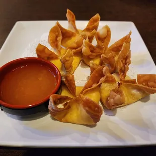 Crab puffs with plum sauce