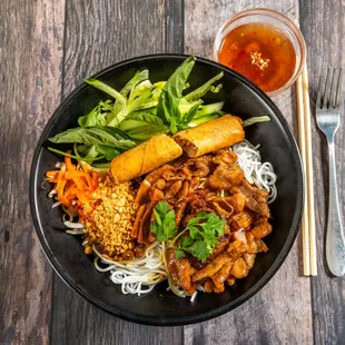 Grilled Pork Vermicelli with eggrolls