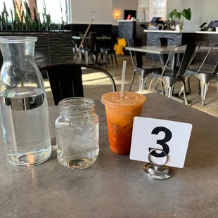 ..waiting on my appetizer and lunch Entree (Thai iced tea and complimentary iced water)