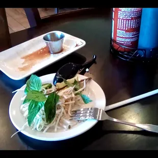 gyoza plate and pho ingredients