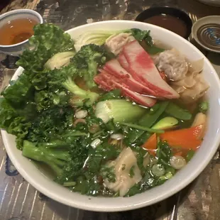 Pho with Wontons. Added Vegetables and Extra Noodles