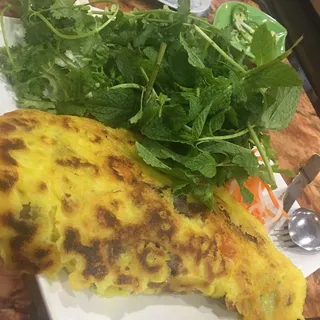 Vietnamese Crepe with Shrimp, Pork and Bean Sprouts