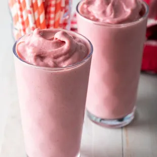 two glasses of fruit smoothie