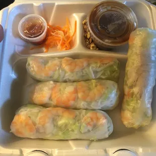 Shrimp summer rolls to go.