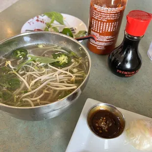 Beef Pho with an order of Spring Rolls