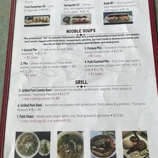 the menu of the restaurant