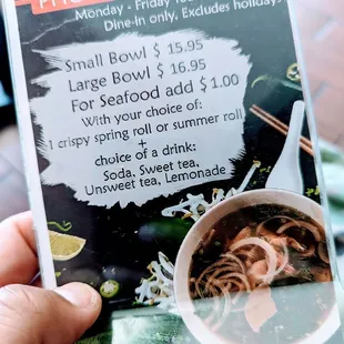 a menu for a bowl of noodles