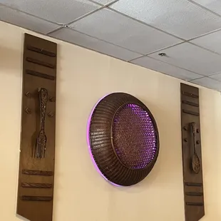 a wall with a clock on it