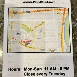 Hours, address, phone number