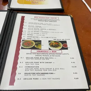 Pho  Menu