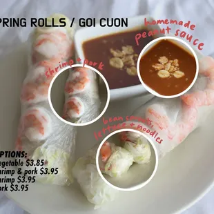 a plate of spring rolls with dipping sauce
