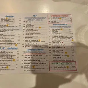 menu