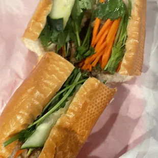 Grilled Pork Bahn Mi--lots of veggies barely any meat