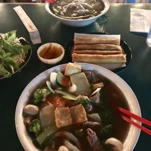 Brisket, veggies and fried tofu