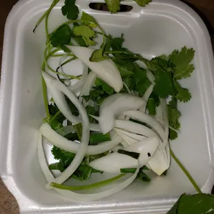 Onions and cilantro in both boxes after specifically stating not to