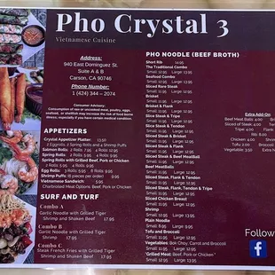 Menu side 1