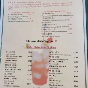 Menu page 9 drinks