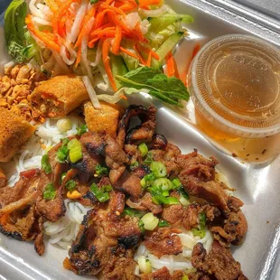 Delicious bun thit nuong cha gio (on the Bun portion of the menu)