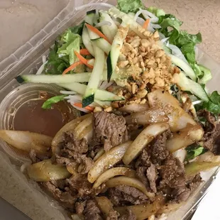 Beef vermicelli bowl to go. They got my order wrong but still good