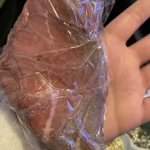 raw meat packaged that came in my to go pho