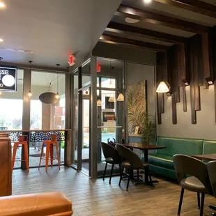 entrance with new wall banquet green booths