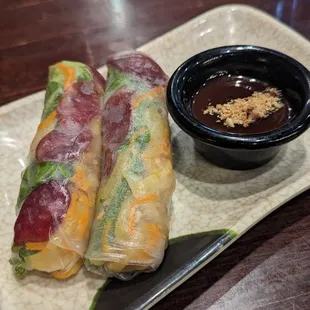 Chinese sausage spring rolls