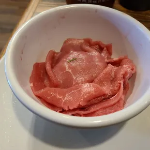 Side of rare round steak
