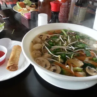 Pho Ga. No noodles. Extra veggies. They are very willing to accommodate my no-pasta meals. Tastes great! Always fresh.