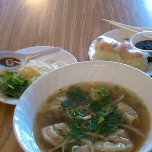Wonton Soup w/ spring roll.