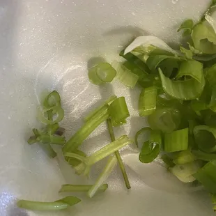 Large combo pho, veggies that came with it minus the green onions and white onions.