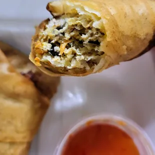 Inside fried shrimp and pork rolls