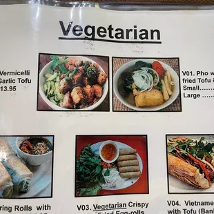 Vegetarian menu