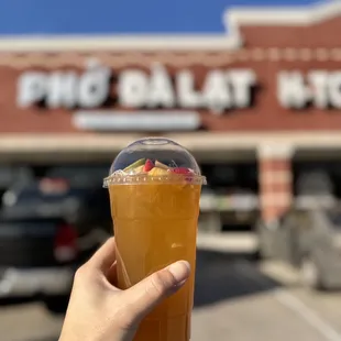 Luxury Fruity Tea drink at Pho Da Lat