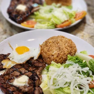 two plates of food on a table