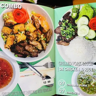 27-A. Combo Rice with Grilled Pork, Chicken and Egg Roll